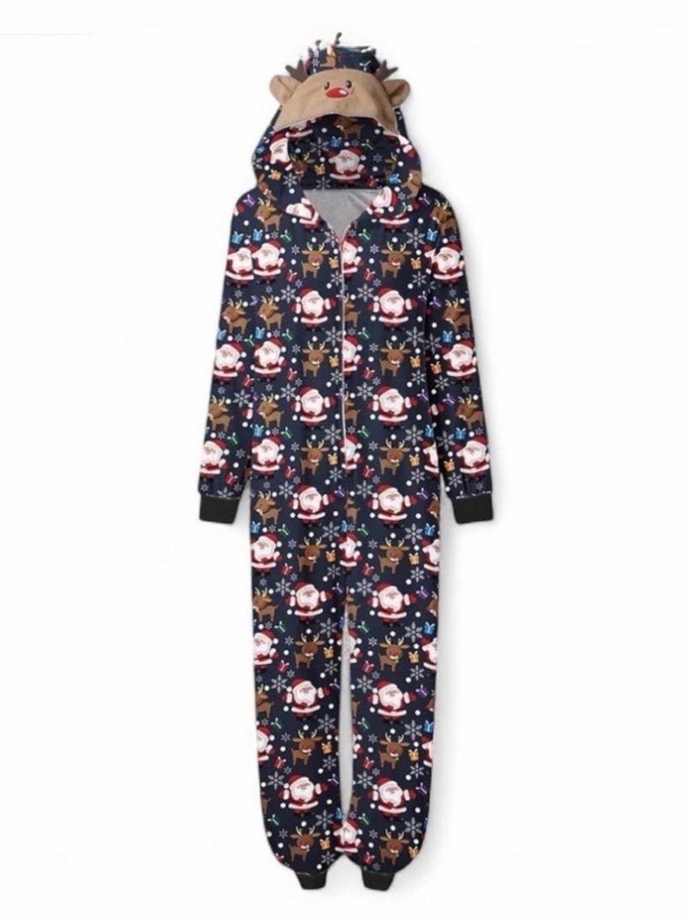 Reindeer Christmas Holiday Hooded Onesie Size Women’s Medium (NWT)